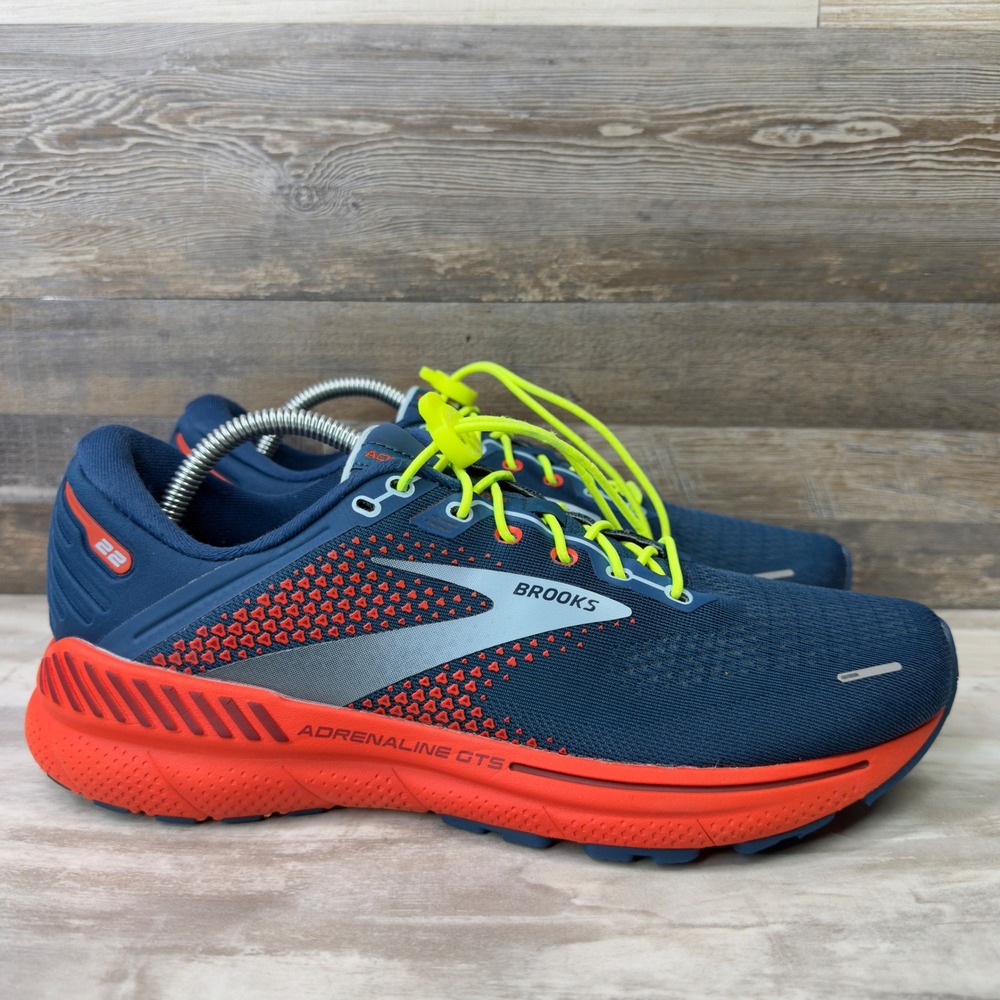 Brooks Adrenaline GTS 22 Men's Size 9.5 Blue Orange Running Shoes 1103661D404